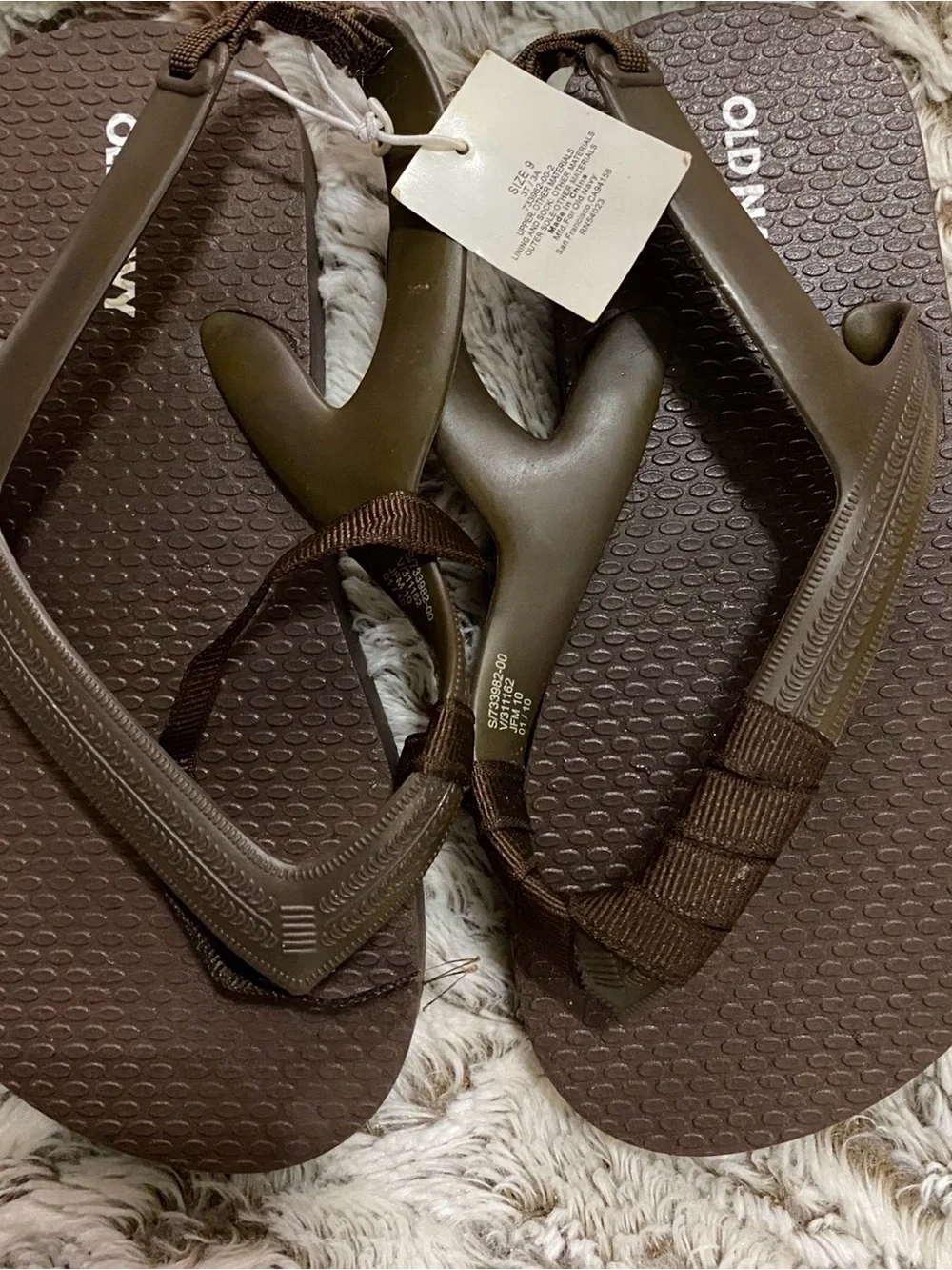Old Navy Dark Brown toddler Flip Flop Sandals size 9
